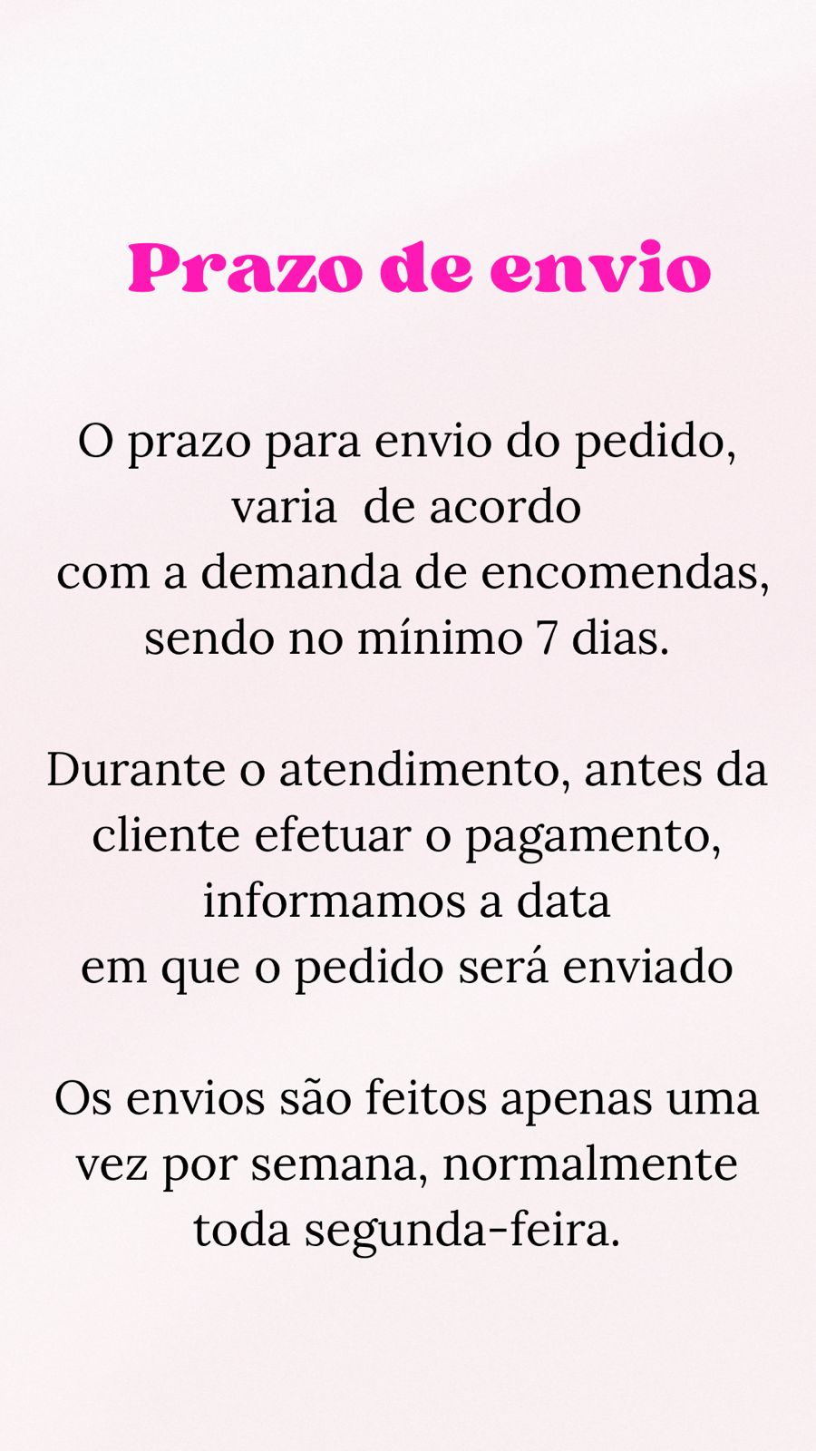Prazo de envio